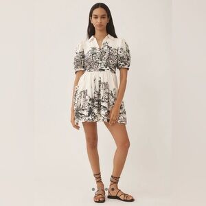 Maeve Short-Sleeve Collared Mini Shirt Dress. Size Medium